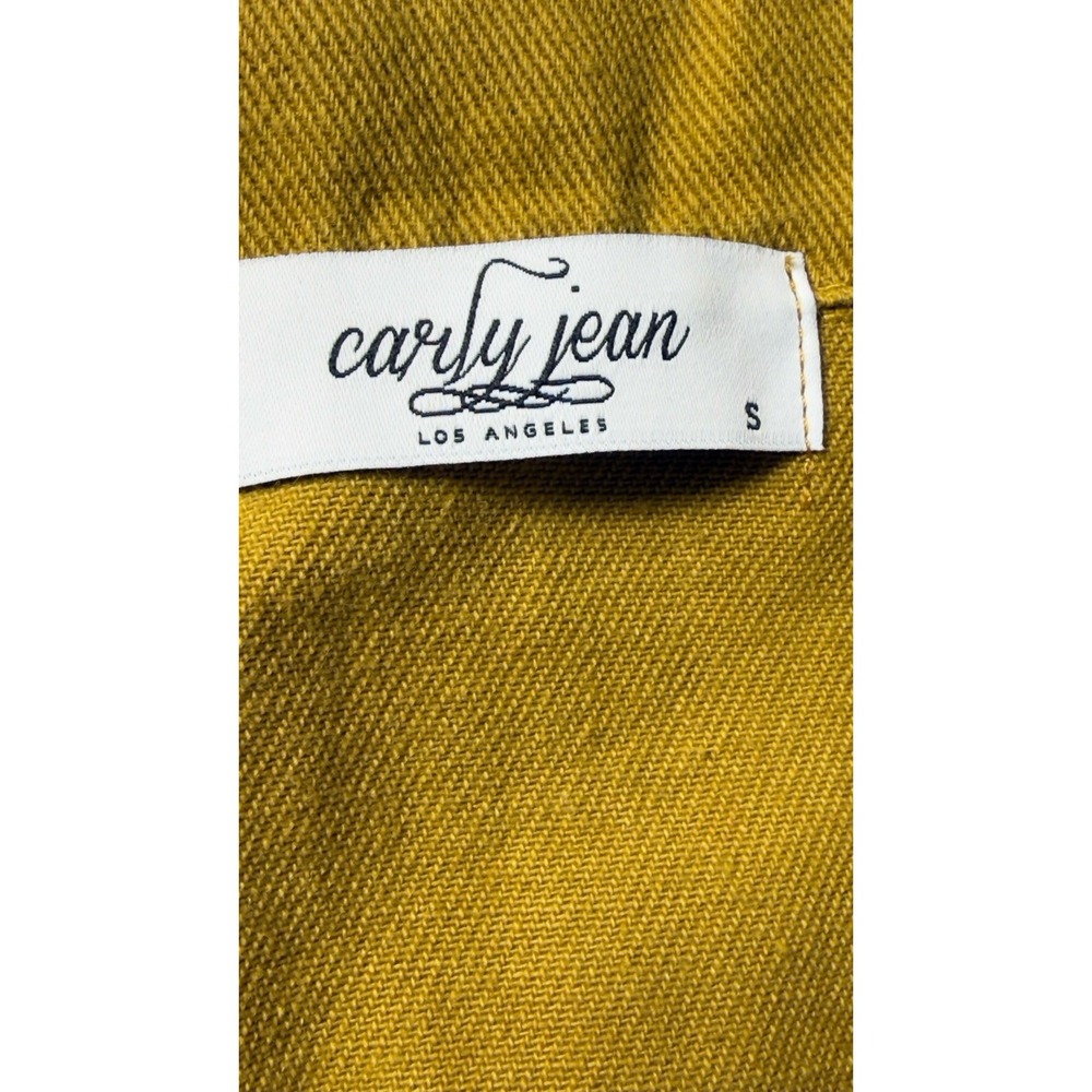 Carly Jean LA Women Small Asymmetrical Zip Moto Jacket Mustard Yellow Cropped - Picture 4 of 9